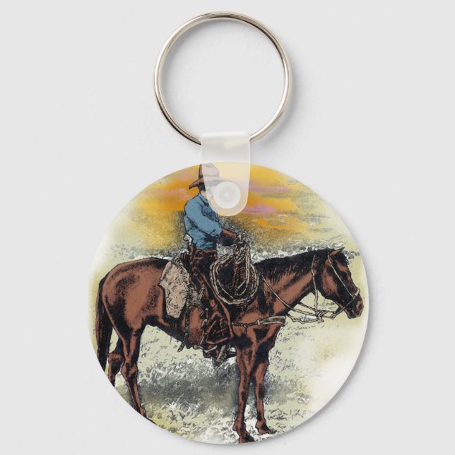 Cowboy n Sunset Key Ring (Front)