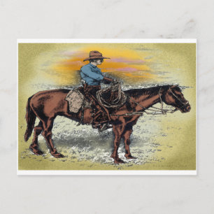 Cowboy n Sunset Postcard