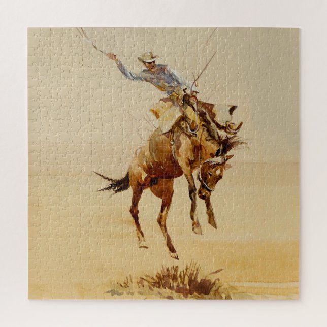Cowboy on a Bucking Horse #2 by Edward Borein Jigsaw Puzzle (Vertical)