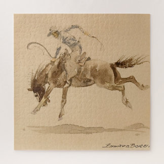 Cowboy on a Bucking Horse by Edward Borein Jigsaw Puzzle