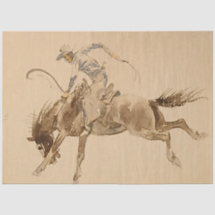 Cowboy on a Bucking Horse by Edward Borein Tissue Paper