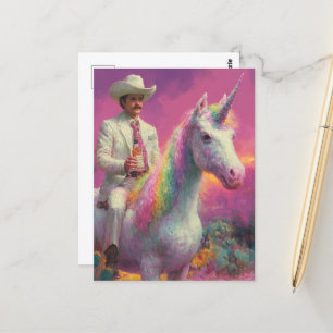 Cowboy on a Unicorn in the Desert Postcard