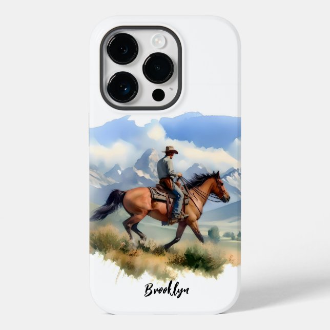 Cowboy on Bay Horse Case-Mate iPhone Case (Back)