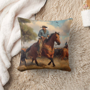 Cowboy on Bay Horse Cushion