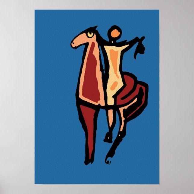 Cowboy on Horse Abstract 2 Poster (Front)