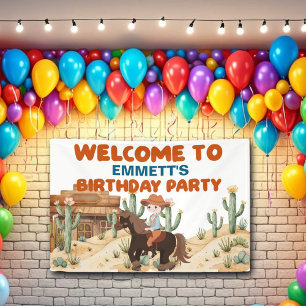 Cowboy on Horse Birthday Party Welcome Banner