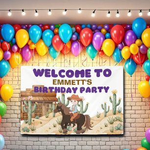 Cowboy on Horse Birthday Party Welcome Banner