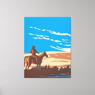 Cowboy on horse canvas print