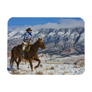Cowboy on Horse wearing Leather Chaps 2 Magnet