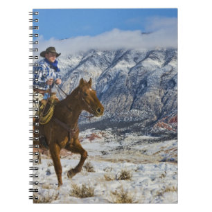 Cowboy on Horse wearing Leather Chaps 2 Spiral Notebook