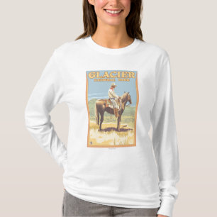 Cowboy on Horseback - Glacier National Park, T-Shirt