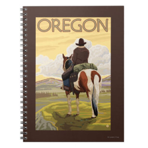 Cowboy on Horseback Vintage Travel Poster Notebook