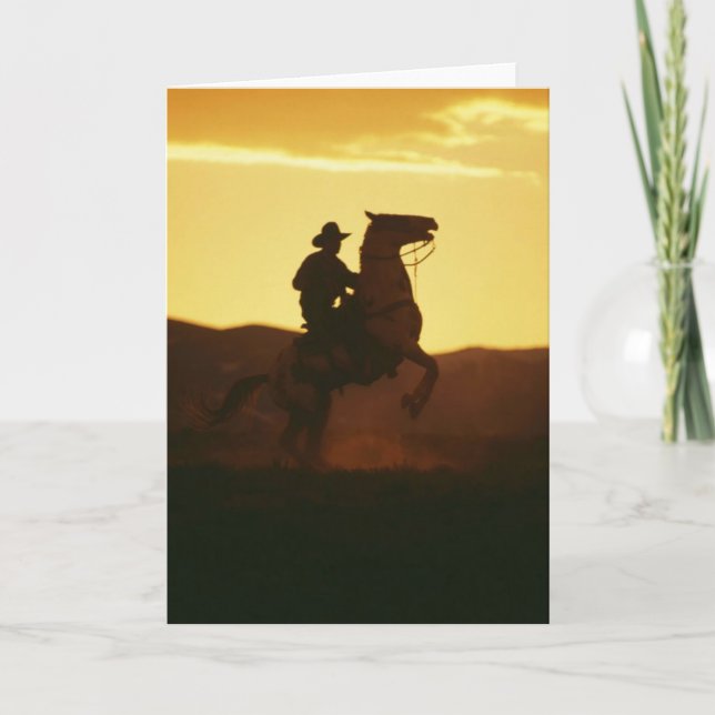 Cowboy on Rearing Horse Card (Front)
