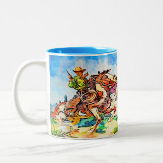 Cowboy on the Run Two-Tone Coffee Mug
