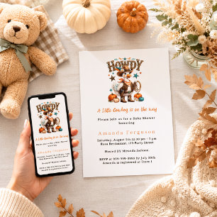 Cowboy on the way fall western goose Baby Shower Invitation