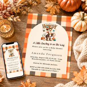 Cowboy on the way fall western goose Baby Shower Invitation