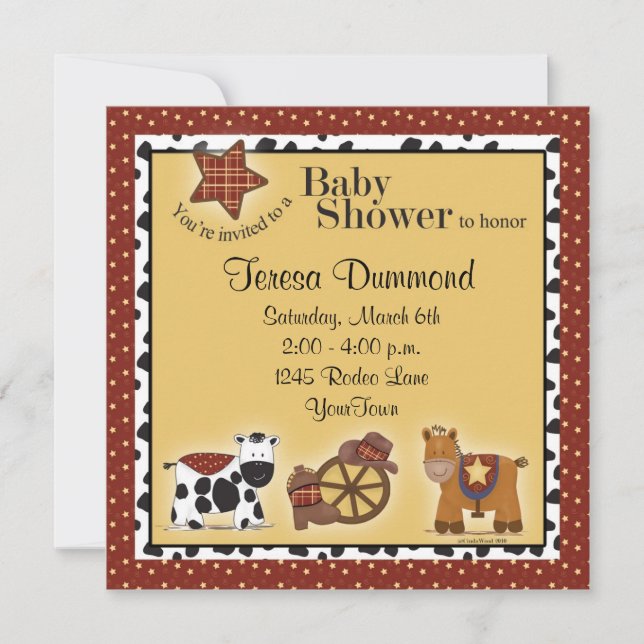 Cowboy or Cowgirl Baby Shower Invitation (Front)