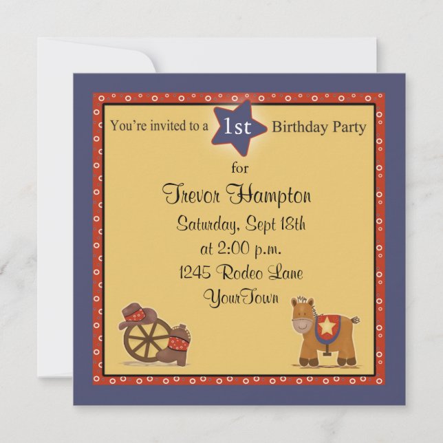 Cowboy or Cowgirl Birthday Party Invitation (Front)