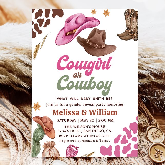 Cowboy or Cowgirl Gender Reveal Baby Shower Invitation (Creator Uploaded)