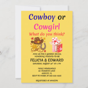 Cowboy or Cowgirl Gender Reveal Invitation