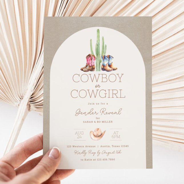 Cowboy or Cowgirl Gender Reveal Invitation (Cowboy or Cowgirl Gender Reveal Invitation)