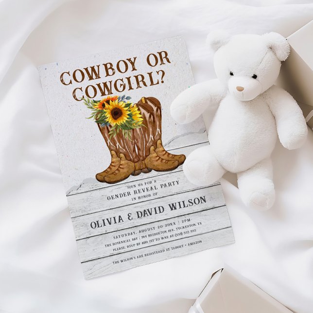 Cowboy or Cowgirl Western Gender Reveal Invitation (Creator Uploaded)