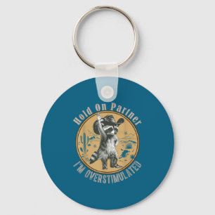 Cowboy Overstimulated Racoon Western Key Ring