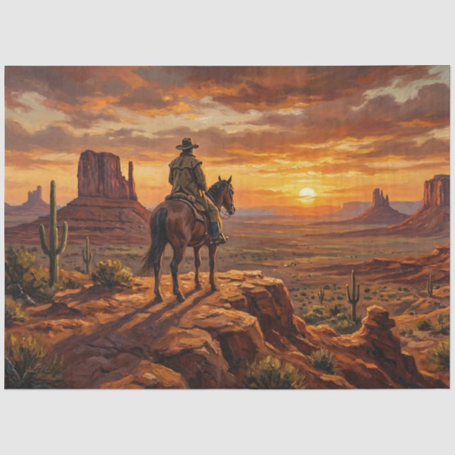 Cowboy Painted Desert Western Decoupage Tissue Paper (Front)