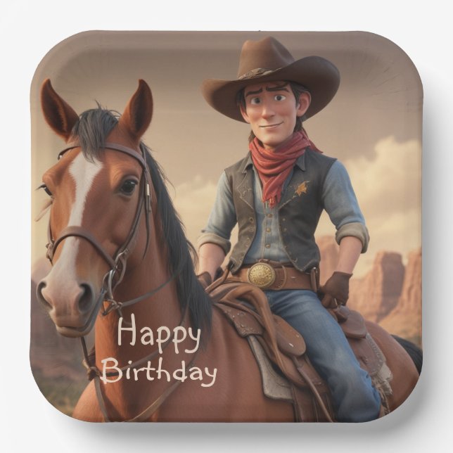 Cowboy Paper Plate (Front)
