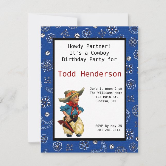 Cowboy Party Invitation (Front)