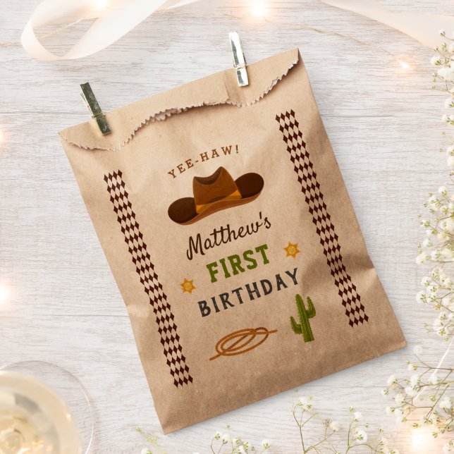Cowboy Party Saloon Wild West Western Boy Birthday Favour Bags (Clipped)