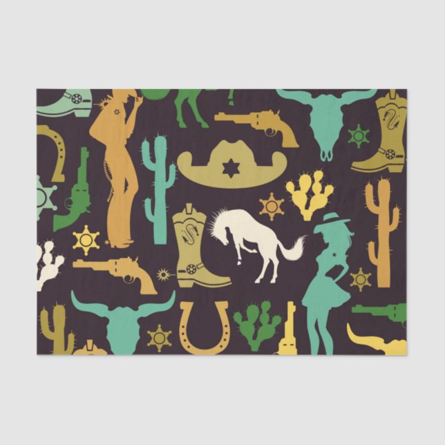 Cowboy Pattern Tissue Paper (Front)