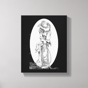 cowboy pencil drawing canvas print