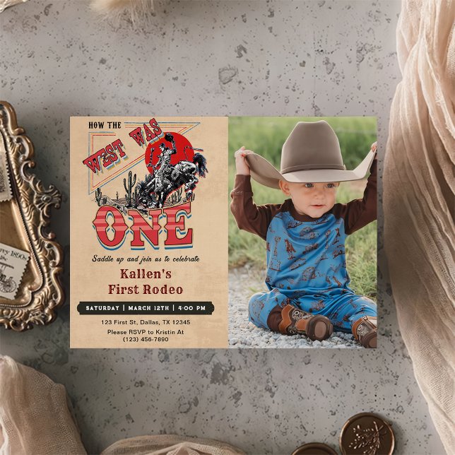 Cowboy Photo Birthday How The West Was One Invitation (Creator Uploaded)