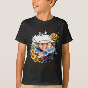 Cowboy Photo Text Sunflower Accent T Shirt