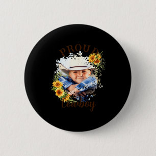 Cowboy Photo Text Sunflower Accent T Shirt  6 Cm Round Badge