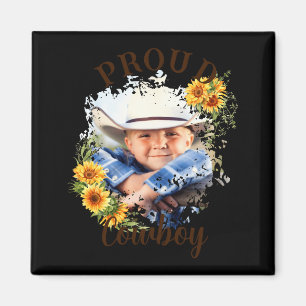 Cowboy Photo Text Sunflower Accent T Shirt Magnet