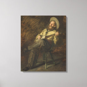 Cowboy Playing the Banjo and Singing Country Music Canvas Print