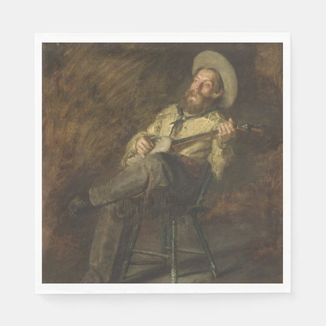 Cowboy Playing the Banjo and Singing Country Music Napkin (Front)