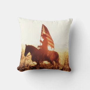 Cowboy Portrait USA Flag Theme. Cushion