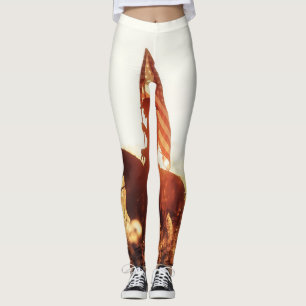 Cowboy Portrait USA Flag Theme. Leggings
