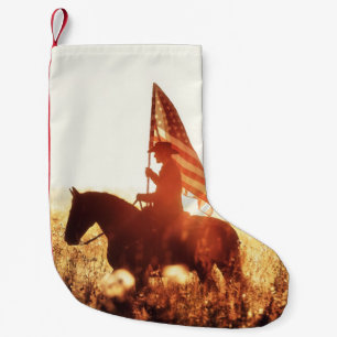 Cowboy Portrait USA Flag Theme. Small Christmas Stocking