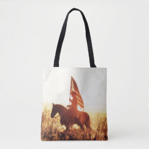 Cowboy Portrait USA Flag Theme. Tote Bag