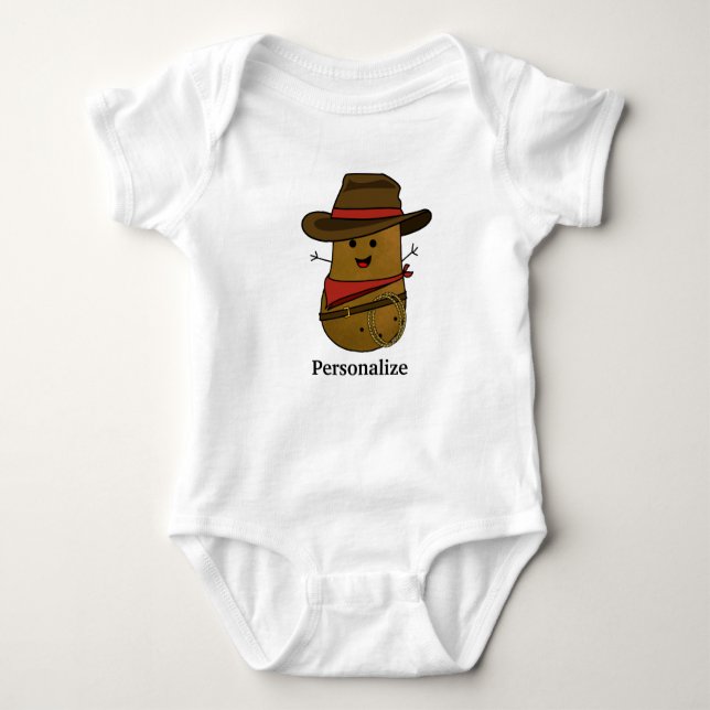 Cowboy Potato Personalised Baby Bodysuit (Front)