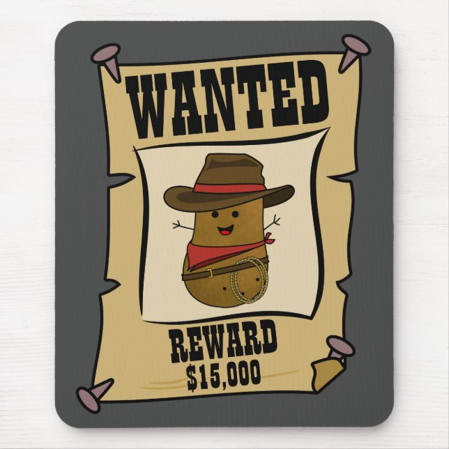Cowboy Potato Wanted Poster Mouse Pad (Front)