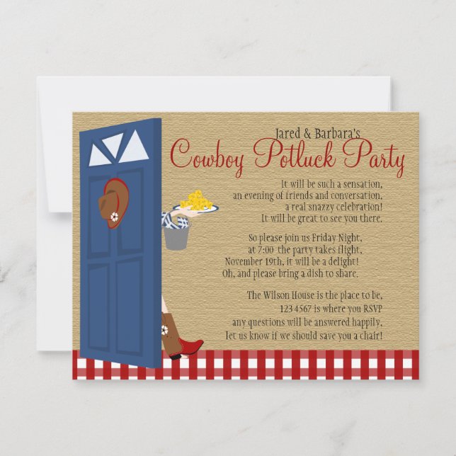 Cowboy Potluck Party Invitation (Front)