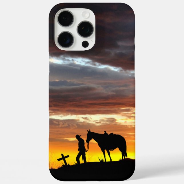 Cowboy Prayer Silhouette iPhone Case (Back)