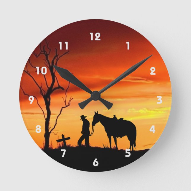 Cowboy Prayer Silhouette Wall Clock (Front)