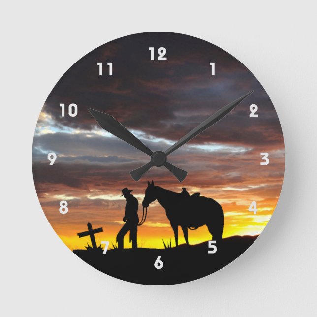Cowboy Prayer Silhouette Wall Clock (Front)