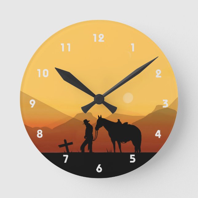 Cowboy Prayer Silhouette Wall Clock (Front)